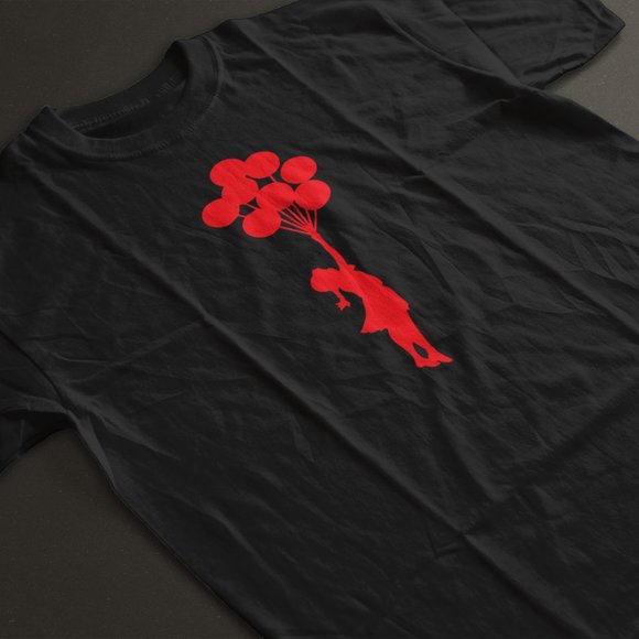 Banksy Balloon Girl T-Shirt. Black/Red. Multiple Sizes. Same or Next Day Ship! - Picture 1 of 1